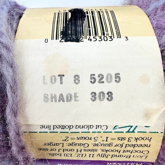 Lion Brand Jiffy Yarn Purple Gray #303 "Mohair Look" Discontinued Vintage - Picture 3 of 9